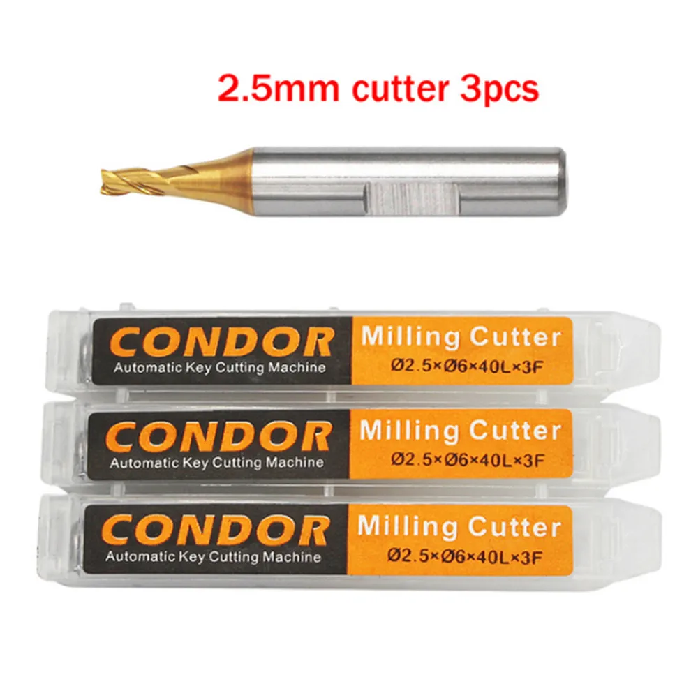 3pcs Milling Cutter Probe 1.0mm 1.5mm 2.0mm 2.5mm for Xhorse CONDOR XC MINI Plus Dolphin XP-005 XP-007 Key Cutting Machine