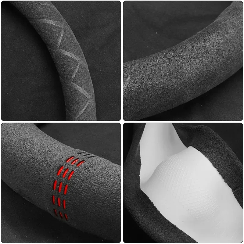 Suede Cover for All Seasons Auto Steering Wheel Cover Ultra-thin Non-slip D-shaped Round Breathable Car Steering Wheel Protector