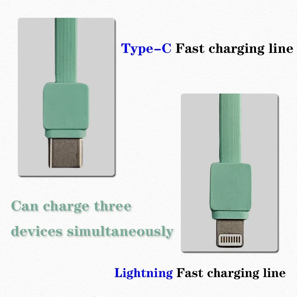 แบตสำรองพกพา100W 20000mAh สายเคเบิ้ลความจุสูงชาร์จเร็วสองทางมินิพาวเวอร์แบงค์สำหรับ iPhone Samsung ใหม่