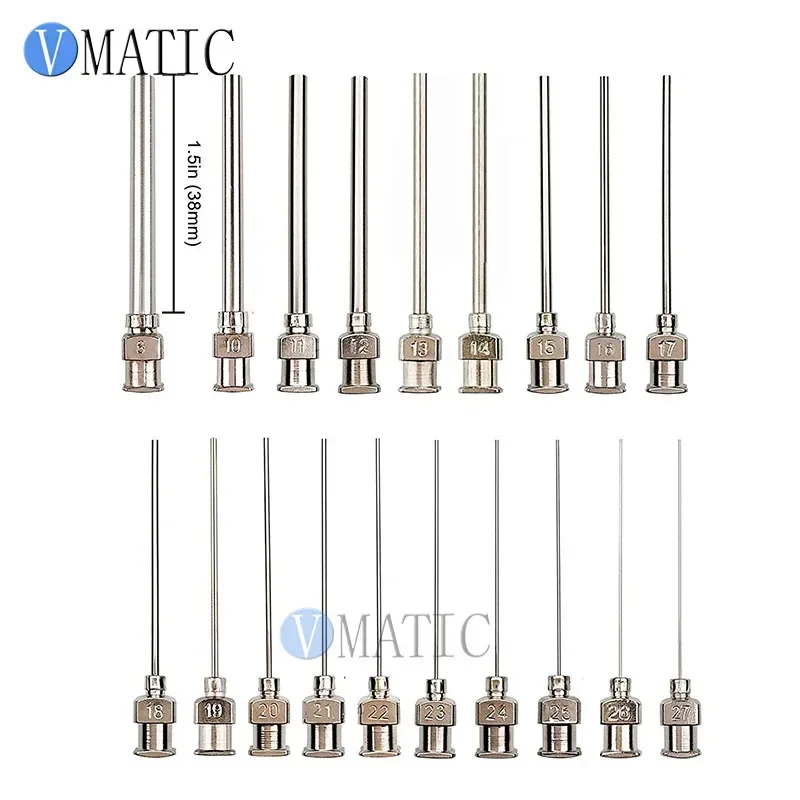 Free Shipping 8G-27G Metal Stainless Steel Dispensing Needles Blunt 1.5'' Length 19Pcs Mix Pack Dispenser Needle 1-1/2 Inch