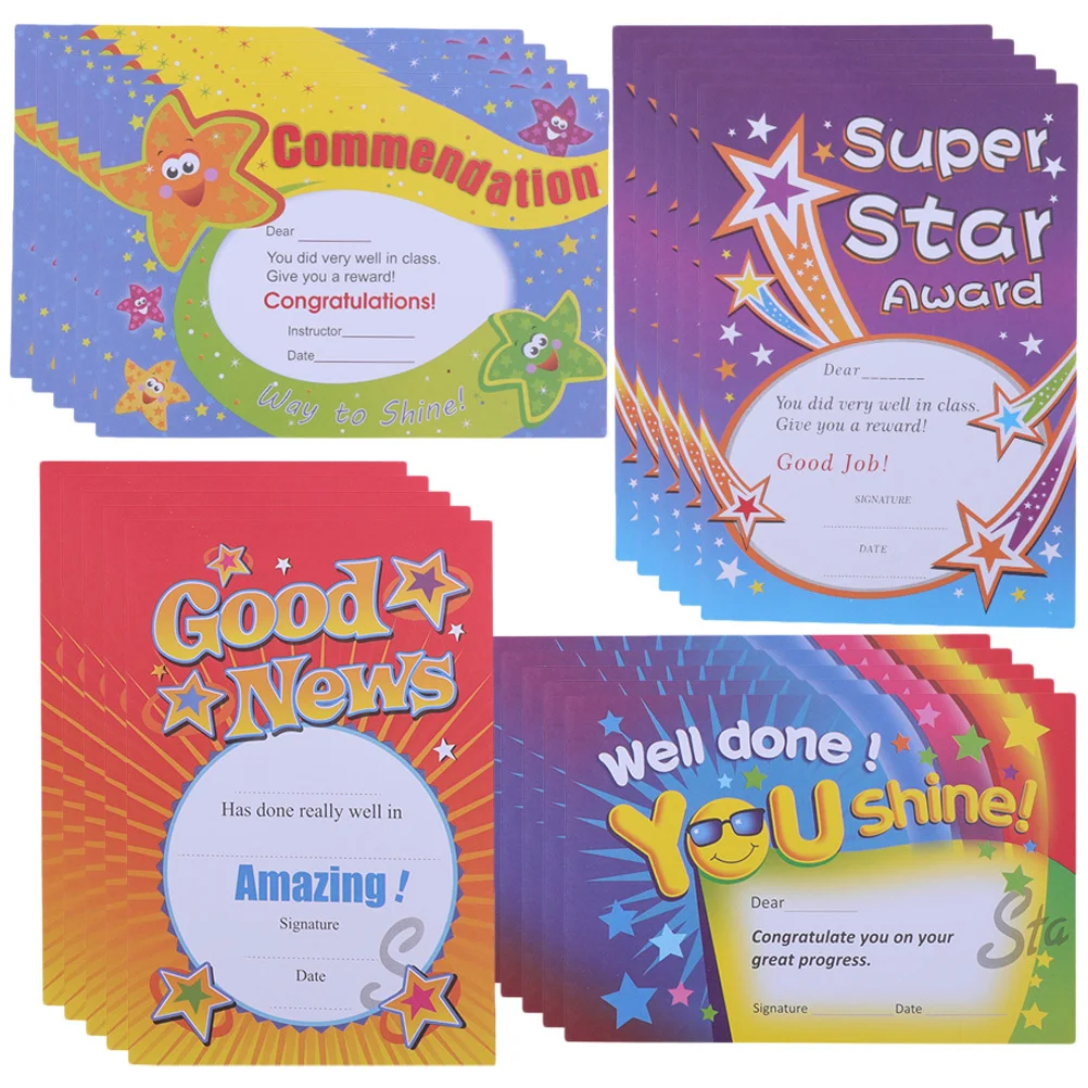 200 قطعة من شهادات الجائزة الكرتونية مقاس A5 شهادات الانتهاء من الورق السميك لتخرج رياض الأطفال #2