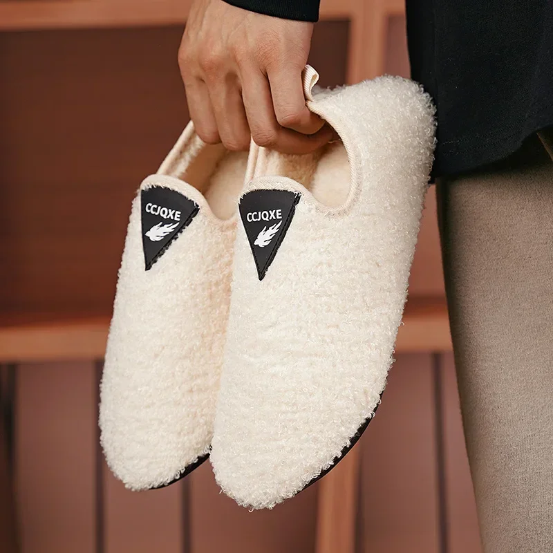 2024New Winter Cotton Shoes Men Indoor Warm Slip on Lightweight Slipper Women Plush Home Cotton Loafers Unisex Winter Warm Shoes