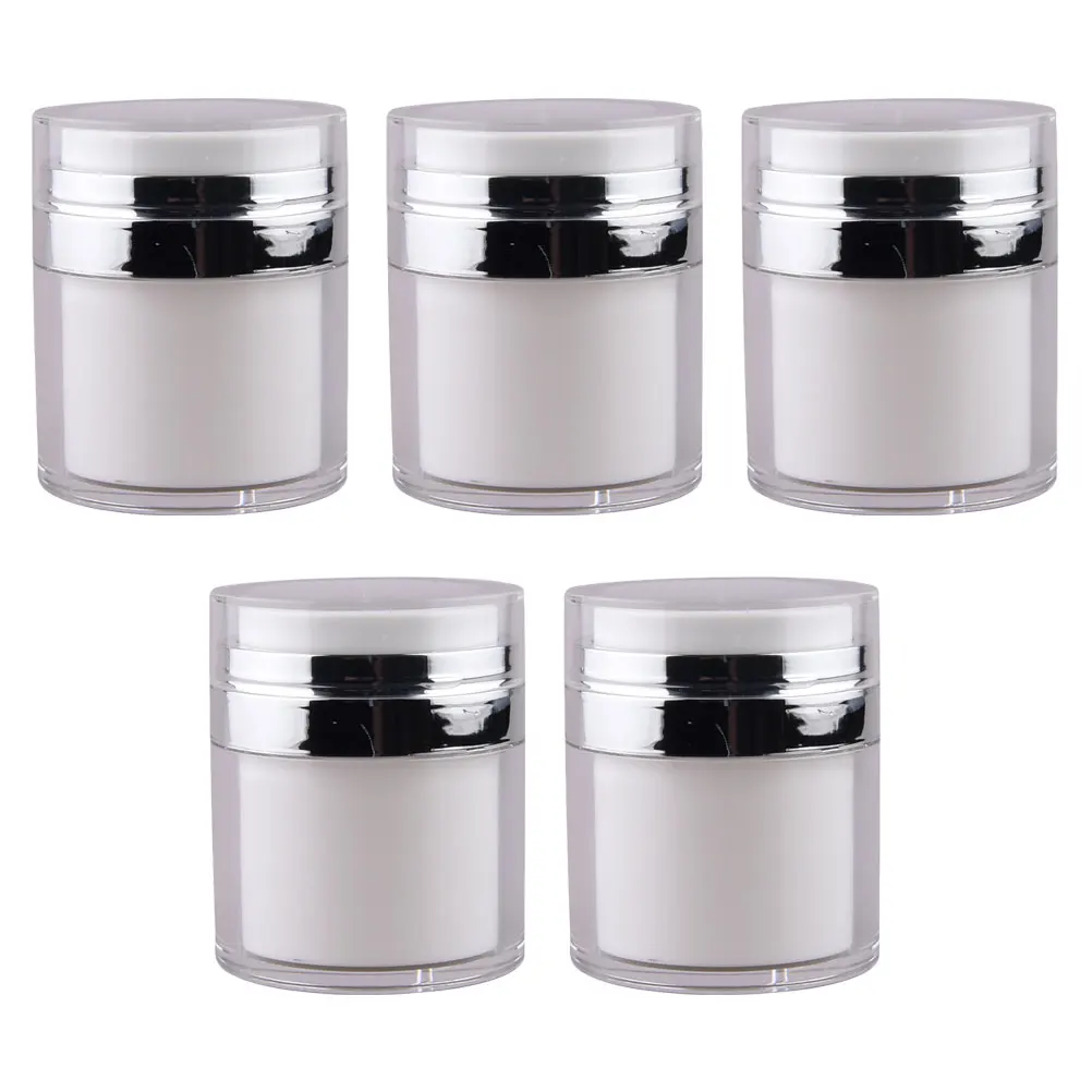 

5 Pcs Airless Vacuum Cream Jar Travel Travelling Plastic Liquid Bottles Pump Dispenser