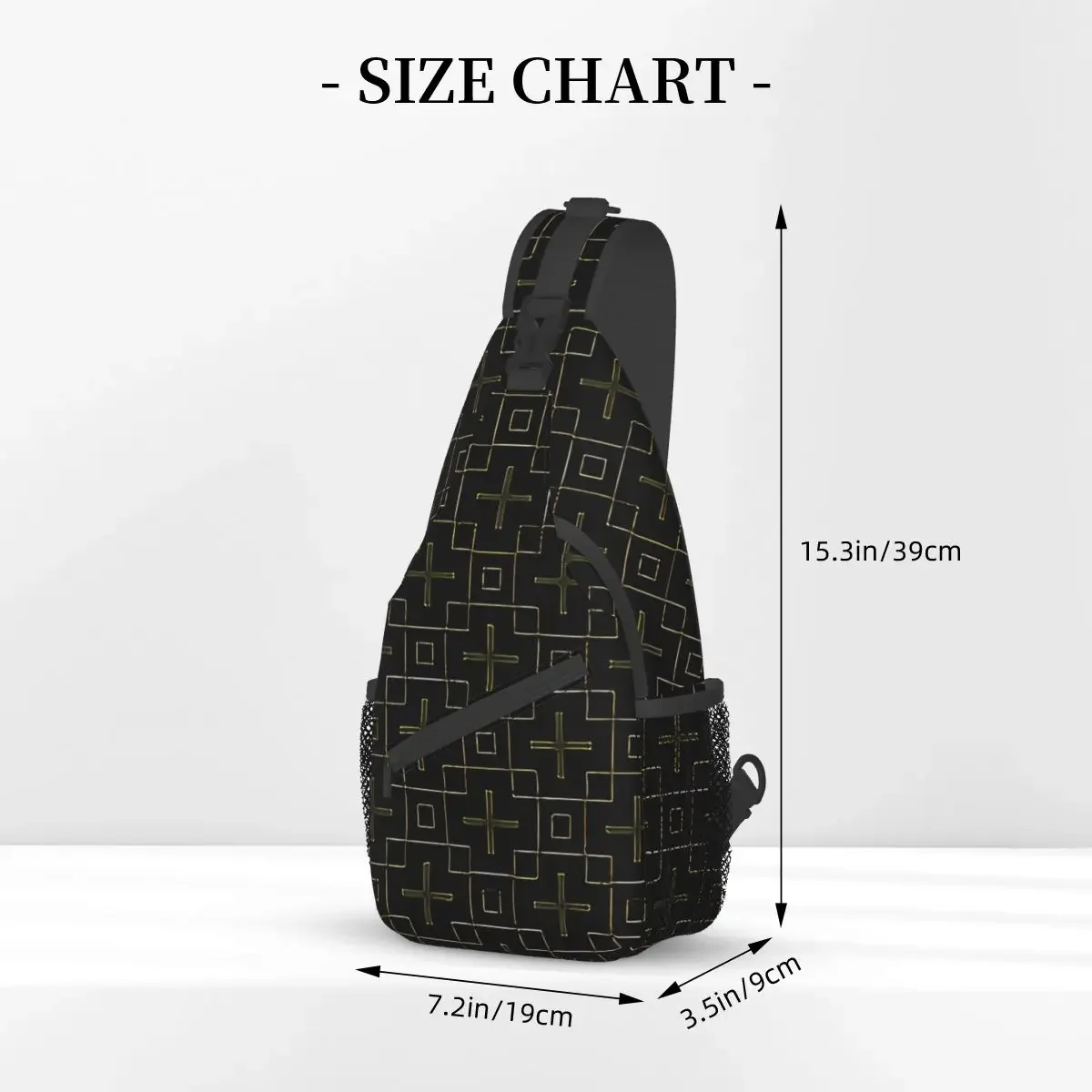 Cross Crucifixion Crossbody Bag Sports Cross Square Pattern Black Gold Chest Bag Unisex Women Man Shoulder Backpacks Travel