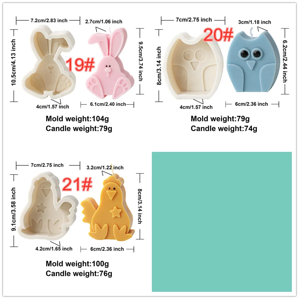 Flat Animal Candle Mold Dog Cat Craft Mould Fox Owl Aromatherapy Plaster Resin Decoration Making Supplies Home Handmade Gifts