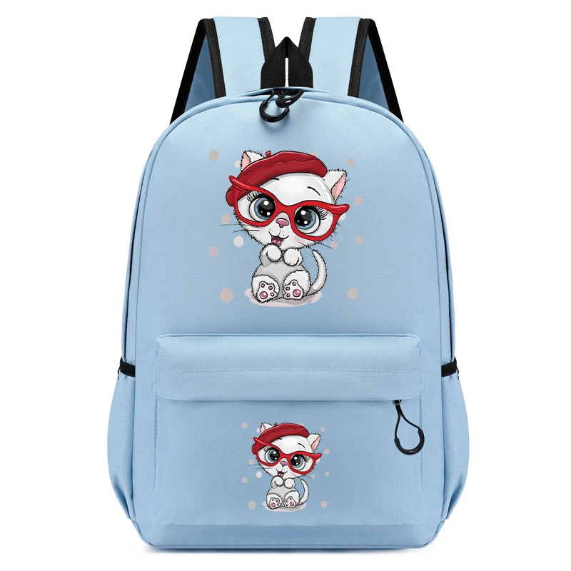 Mochila Escolar con estampado de gatitos y dibujos animados para niños y niñas, bolso Escolar Kawaii para guardería