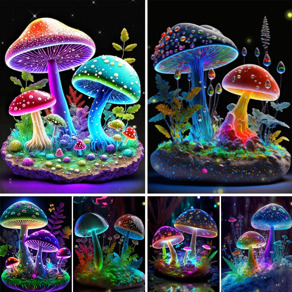 5D Diy Diamond Embroidery Glowing Mushroom Diamond Painting Needleworks Cross stitch Needleworks Home Decor J3432