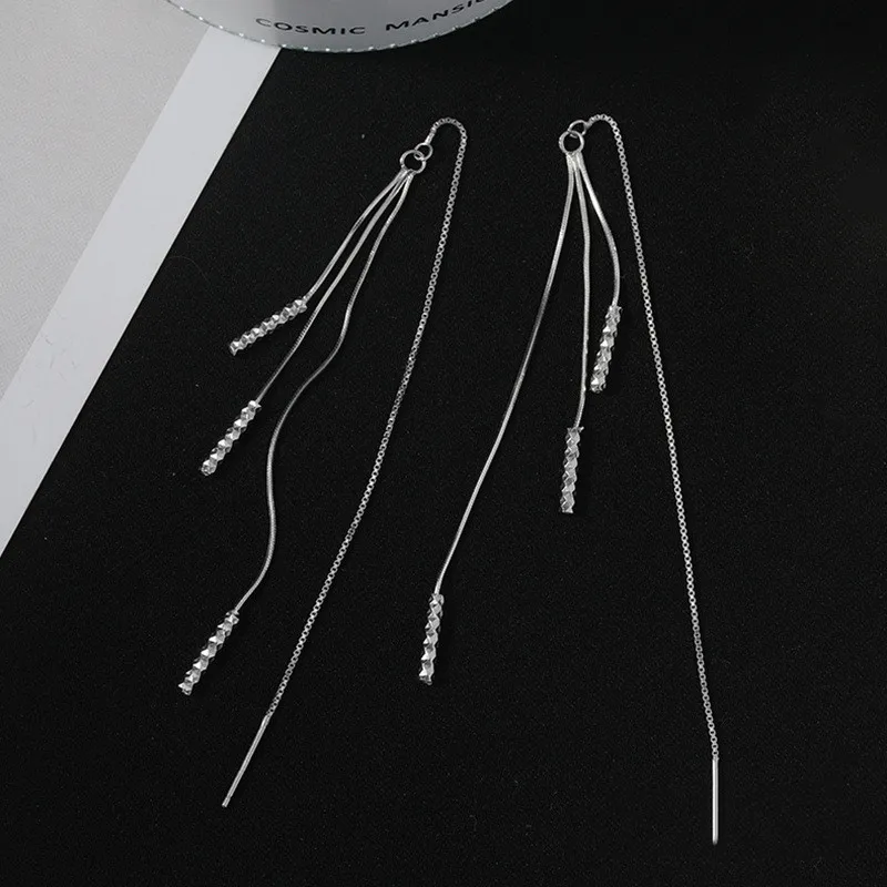 LIVVY-pendientes largos con borlas para mujer, Color plateado, a la moda, de lujo, sencillos, accesorios de joyería para fiesta, regalos