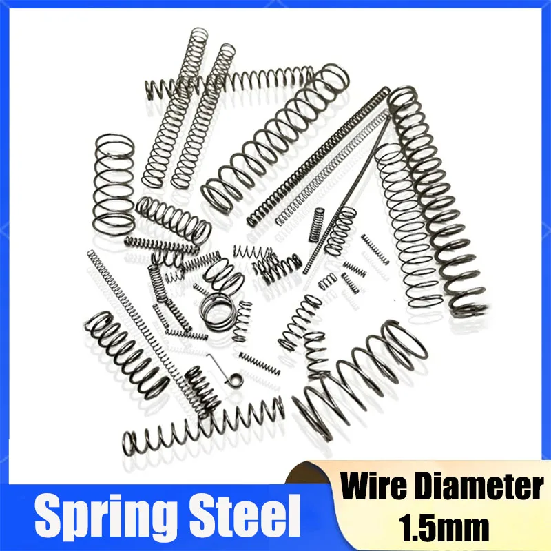 2Pcs Black Spring Steel Extension Spring Compression Spring miniature 1.5mm Wire Dia, 8mm-30mm OD,10mm-45mm Free Length