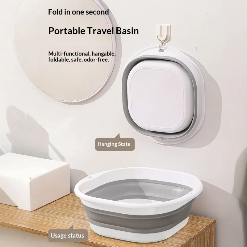 1pcs Foldable Portable Plastic Compression Large Washbasin, Suitable For Home, Travel Laundry, Washing Vegetables