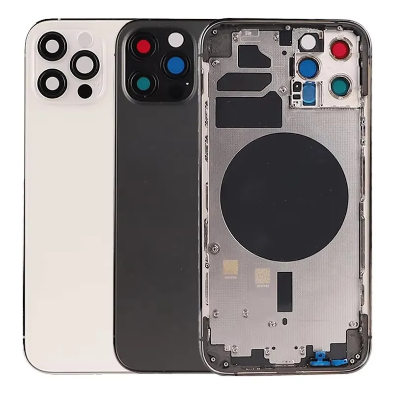 Back housing For iphone 12P-12 Pro Max Battery Back Cover Rear Door Middle Chassis Frame + SIM Tray Side Key Parts Housing Case