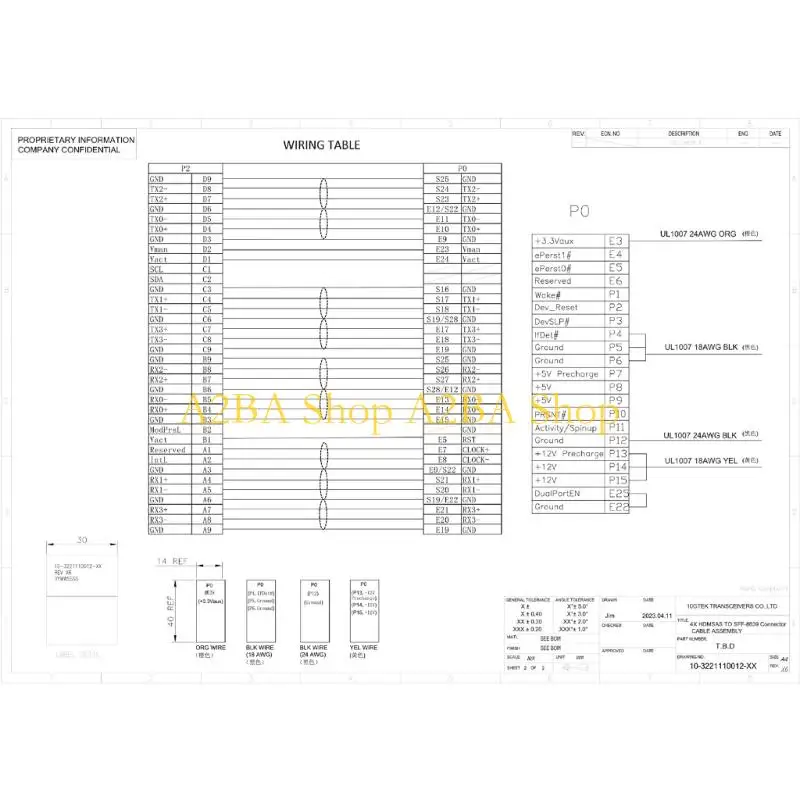 A2BA Easy Installation SFF-8644 to SFF-8639 Open Wire Harness for Server Hard Drive