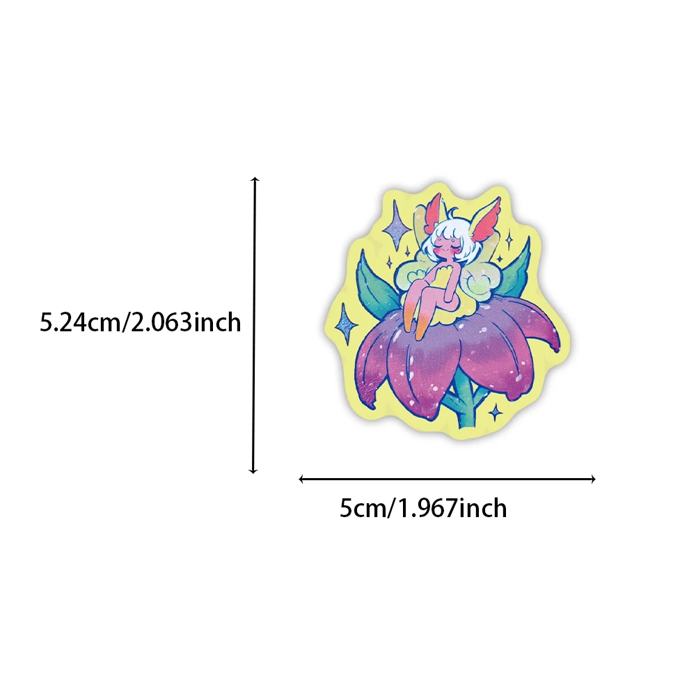 50 STKS Bloem Fee Ster Film Stickers DIY Telefoon Case Laptop Bagage Tablet Geïsoleerde Cup Speelgoed Desktop Waterdichte Stickers