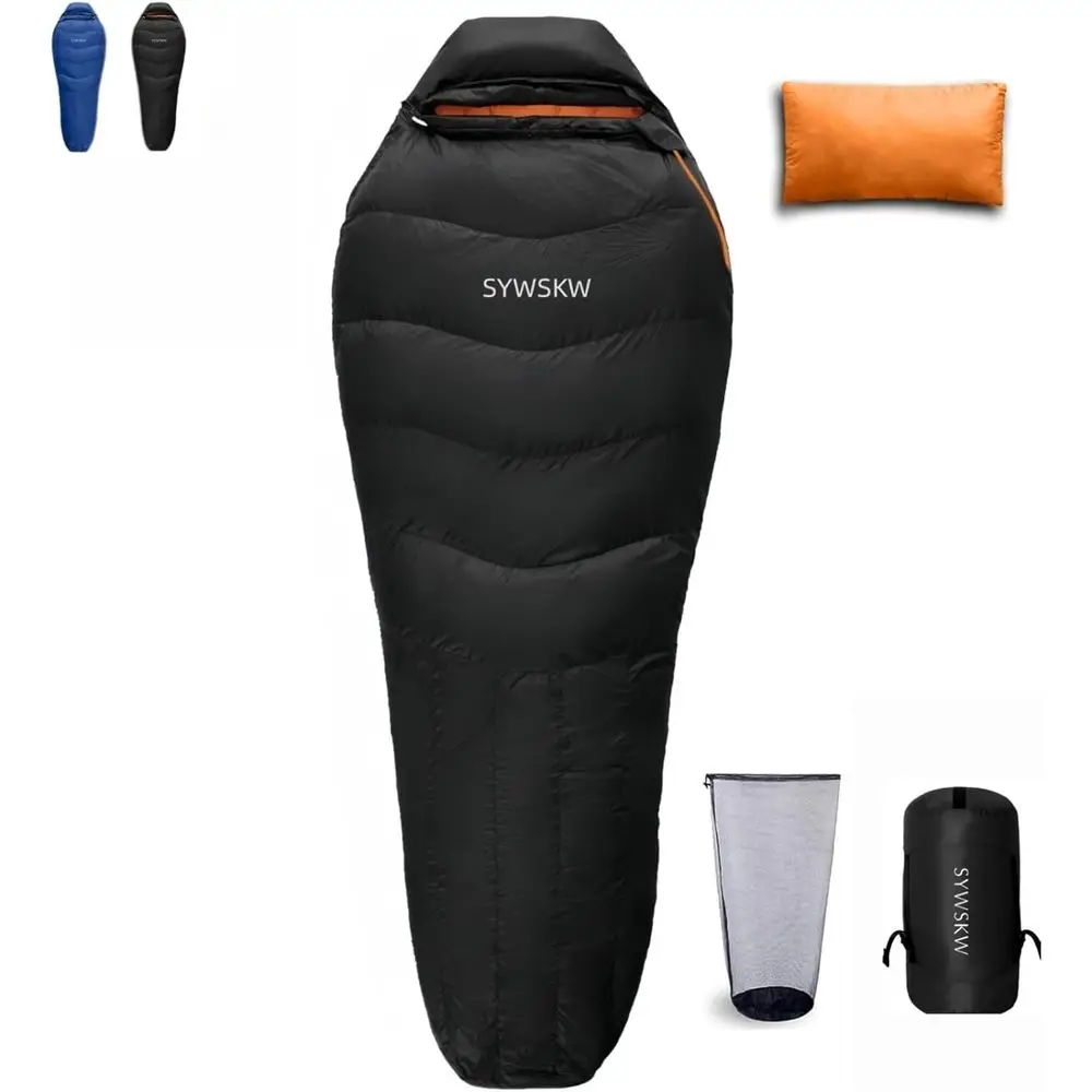 

Ультратеплый пуховый спальный мешок, 15 ° F до 0 ° Пуховый наполнитель F, 680 Fill Power, идеально подходит для взрослых и подростков для кемпинга и походов.