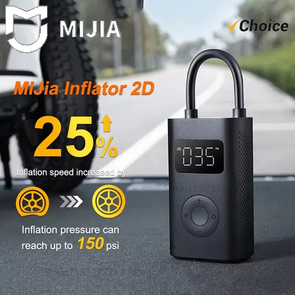 NUOVO Compressore d'Aria Portatile MIJIA 2D 2000mAh, Pompa Gonfiabile per Biciclette, Auto, Moto e Palloni CN