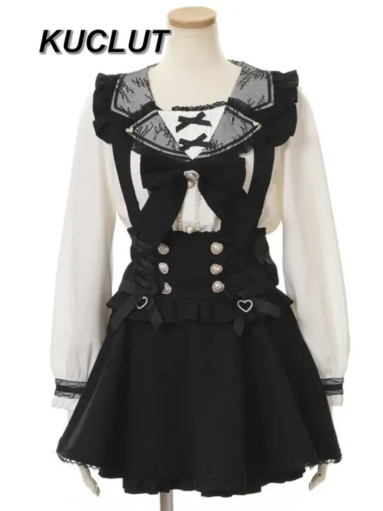 اليابانية الطابق برعم الشريط القوس حزام تنورة المرأة موضة الحلو ولطيف لوليتا التنانير لينة فتاة لوتس ليف حافة الدانتيل منقوشة تنورة