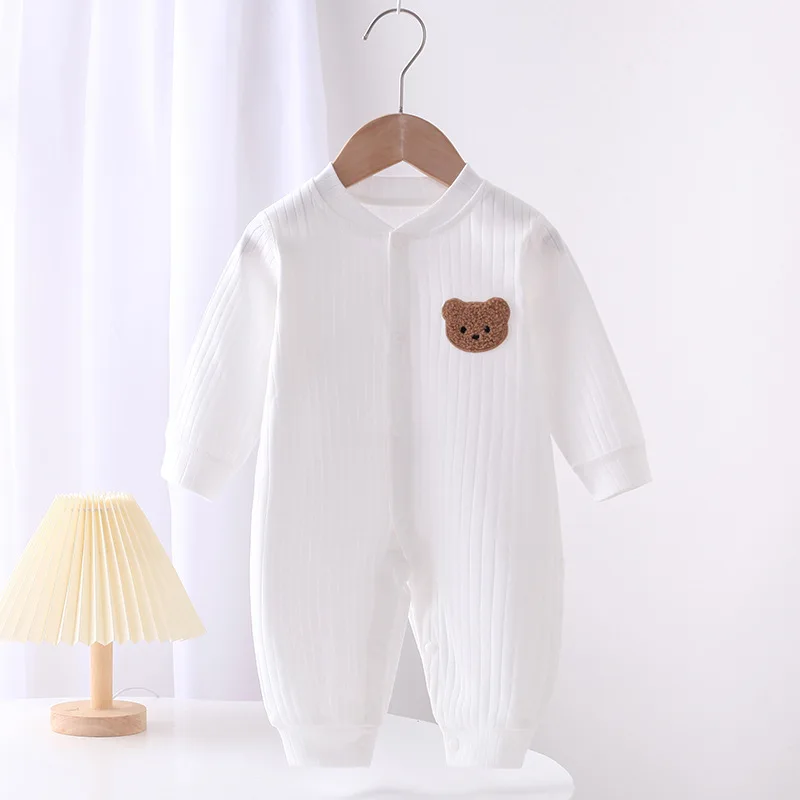 Baby Rompers for Boys Girls Newborn Bodysuit & One Piece Solid Color 100 Cotton 0-24M Long Sleeve Loungewear Outfit