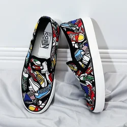 Nieuwe Heren Canvas Casual Schoenen Mode Platte Skate Schoenen Jonge Man Straat Cool Slip-On Loafers