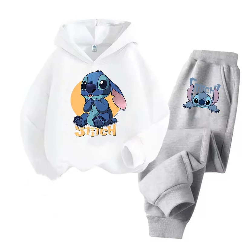 Fashion 2pcs Set Clothing Lilo and Stitch Hoodie Kids Children Long-sleeves Girls Sweatshirt + Pants Sets Baby Boy Clothes