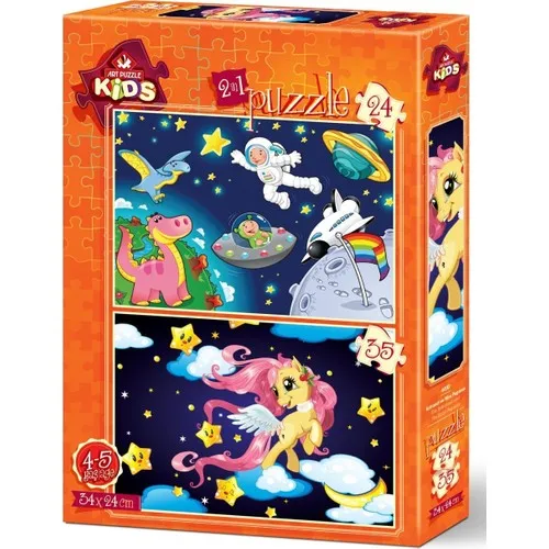 Art Child Puzzle Astronaut and Mini Pegasus 24 + 35 Piece Jigsaw Puzzle