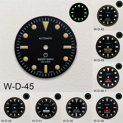 28.5mm S Logo SUB Retro Dial Fit NH35/NH36/4R/7S Japanese Movement C3 Green Luminous Watch Accessories