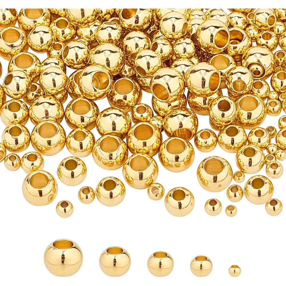 200 Pcs Brass Beads 5 Sizes Rondelle Spacer Brass Beads Metal Big Hole Beads for DIY Jewelry Making, 2mm/3mm/4mm/5mm/6mm Hole