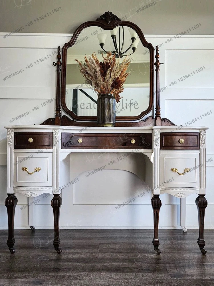 

Французский комод из цельного дерева, неоклассический многофункциональный американский столик для макияжа с выдвижными ящиками, высококачественная мебель, которую можно настроить