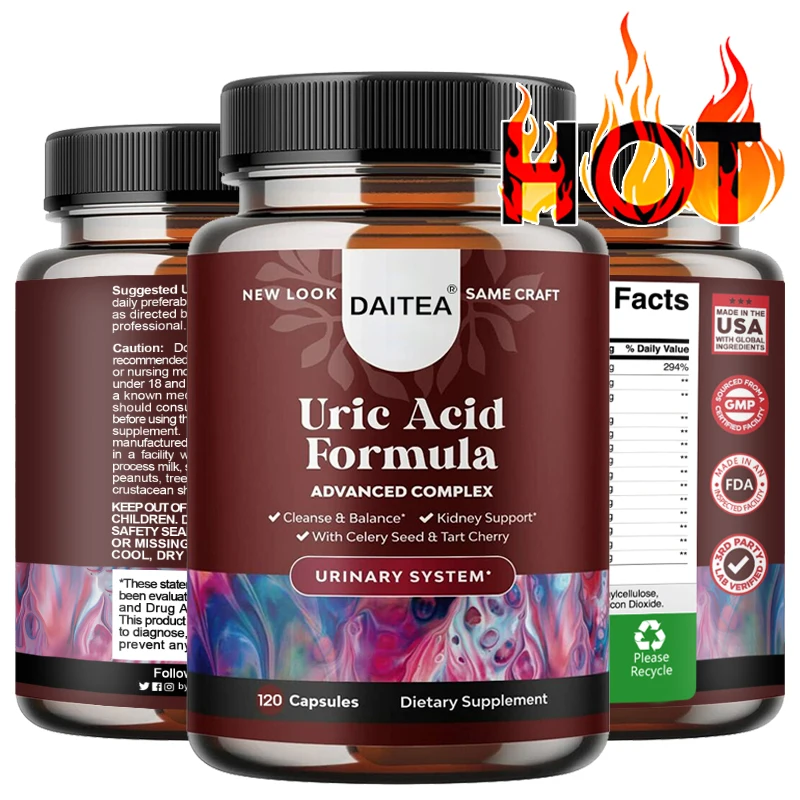 Daitea Uric Acid Cleanse & Detox - Kidney Cleanse & Uric Acid Support - Tart Cherry Extract Capsules Joint Support Supplement