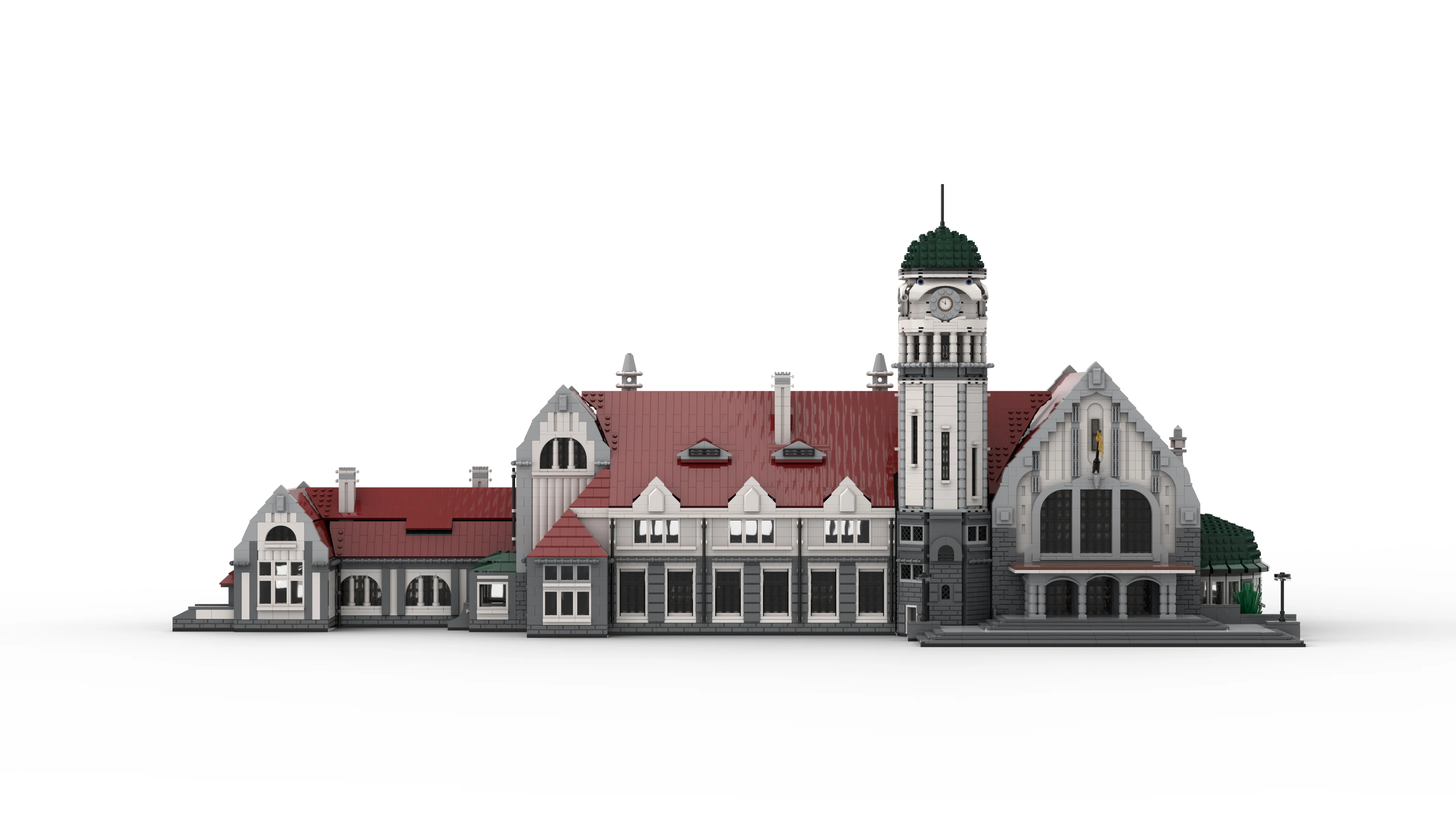 MOC-93444 Modular Street View Jinan Old Railway Station Creative Building Block Street View Model regalo giocattolo per bambini