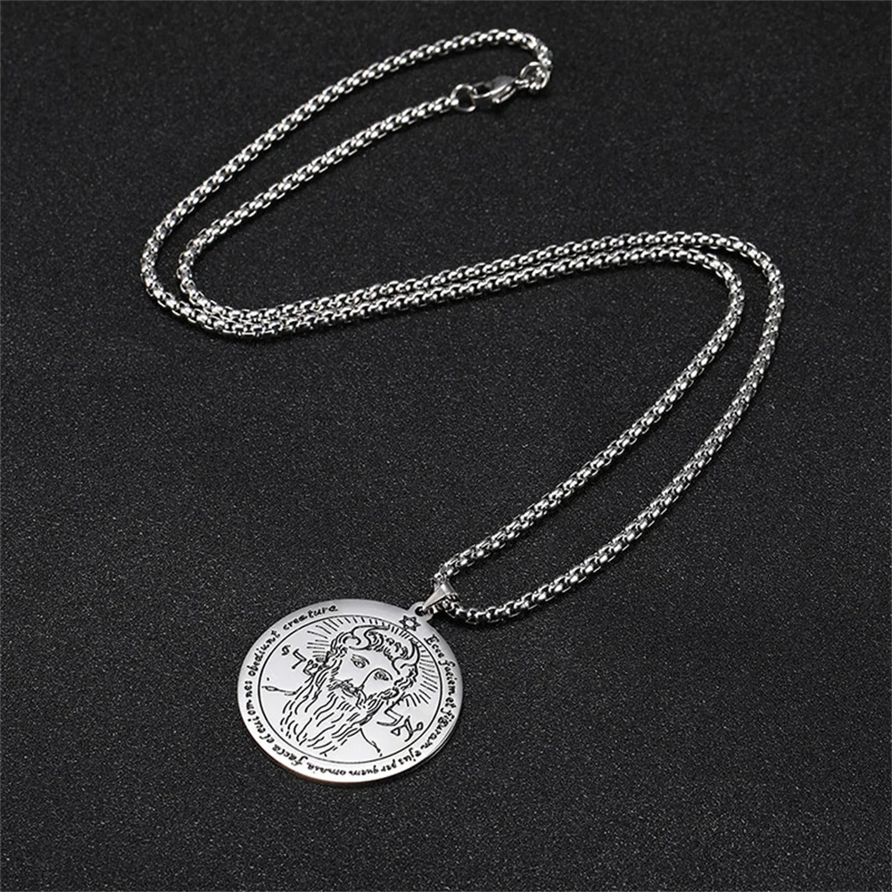 EUEAVAN Solomon Necklace The First Pentacle Of The Sun Symbol Jupiter Seal Pendant Necklaces Amulet Stainless Steel Jewelry Gift