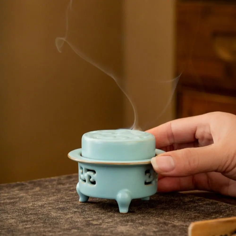 

Room Decor Ceramics Incense Burner Creative with Lid Aromatherapy Holder Retro Incense Censer Yoga Studio