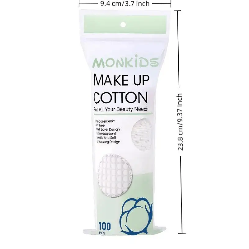 100개 부드럽고 통기성이 좋은 원형 메이크업 리무버 패드 양면 진주 질감의 면 패드, 일상적인 얼굴 세정에 사용