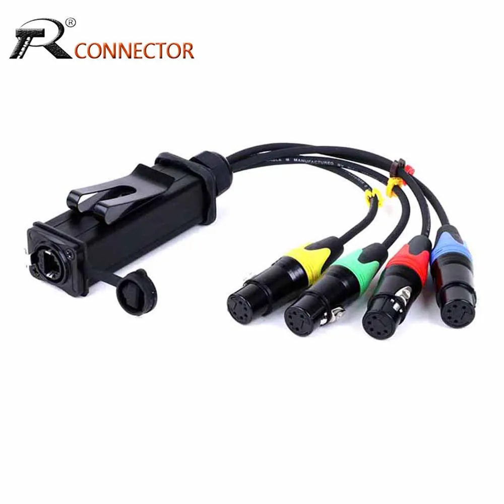 

4 Channel 5Pin XLR Male/Female Multi Network Receiver,Compact Cat6-5Pin XLR,DMX Channels Over STP RJ45 Cat5/Cat6 Ethernet Cable