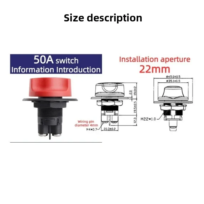 1개 유니버설 12V-100A 배터리 차단 스위치 고품질 헤비 듀티 방수 ON-OFF 토글 자동차 보트 RV 해양용