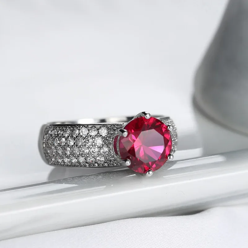 SODROV Vintage-Ring mit rotem Zirkon, Schmuck, Verlobungsringe für Frauen, Hochzeit, Festival, Geschenk