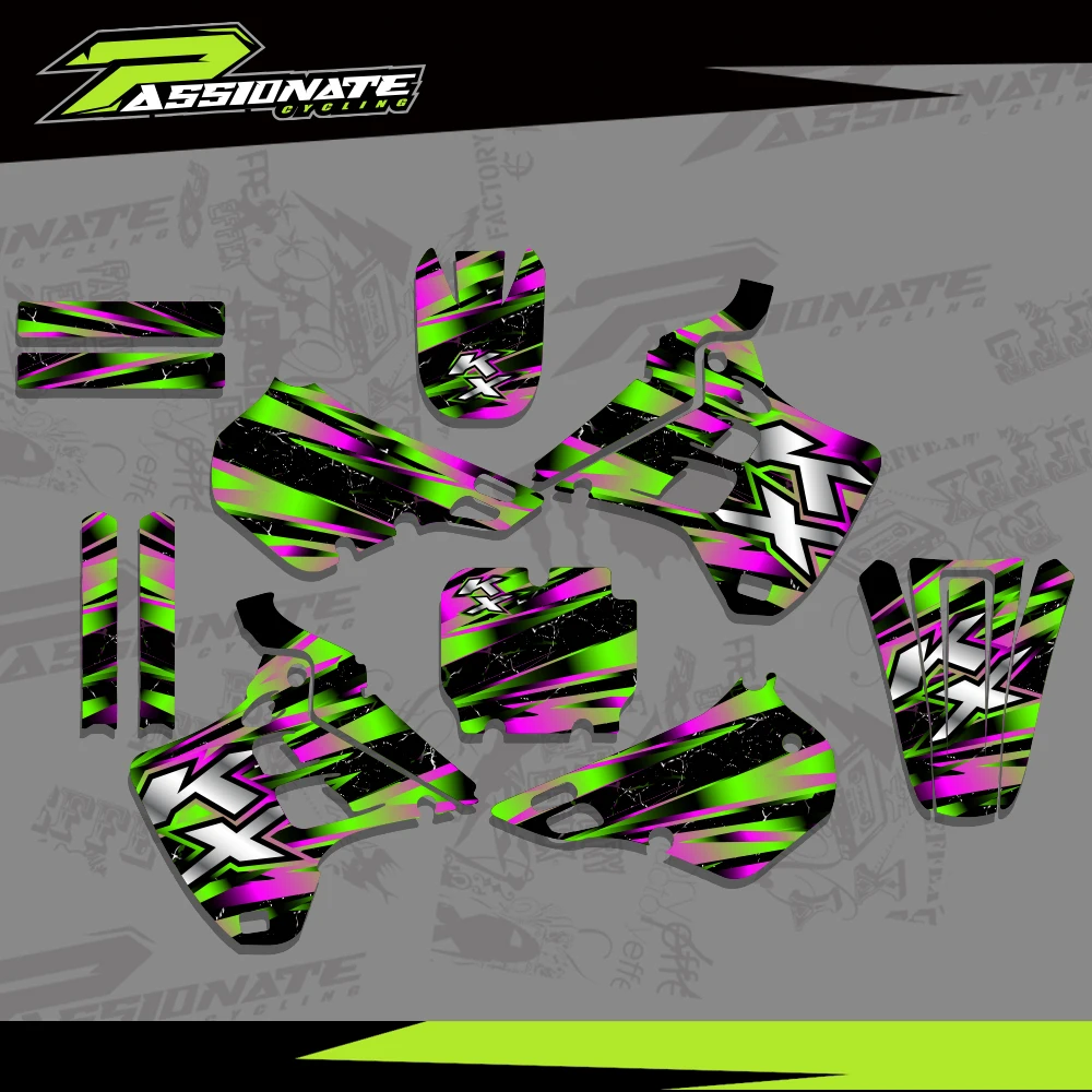 

For KAWASAKI KX 125 KX 250 KX125 KX250 1990 1991 Full Graphics Decals Stickers Motorcycle Background Custom Number Name