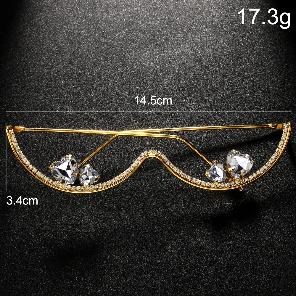 Fashion Double Heart Glasses Frames Rhinestone Designer Luxury 2024 Face Accessories Jewelry for Cosplays Y2k Dance for Women