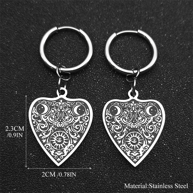 2024 Trend Evil Eye Moon Heart Love Dangle Earrings for Women Men Stainless Steel Halloween Love Drop Earring Jewelry