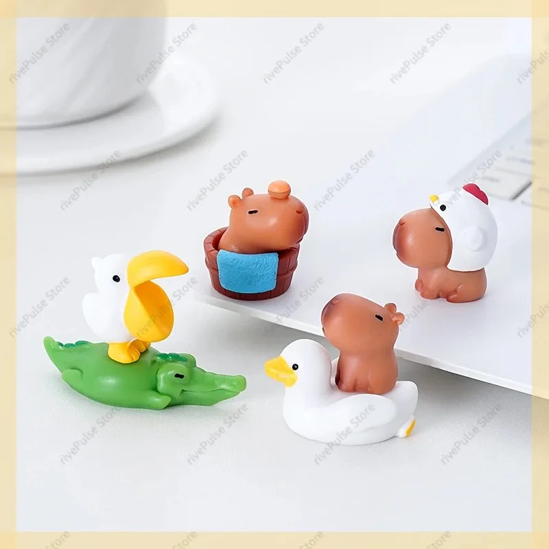 Set De 10 Mini Figuras De Capibara De Resina | Toppers Para Pasteles Y Decoración De Fiestas