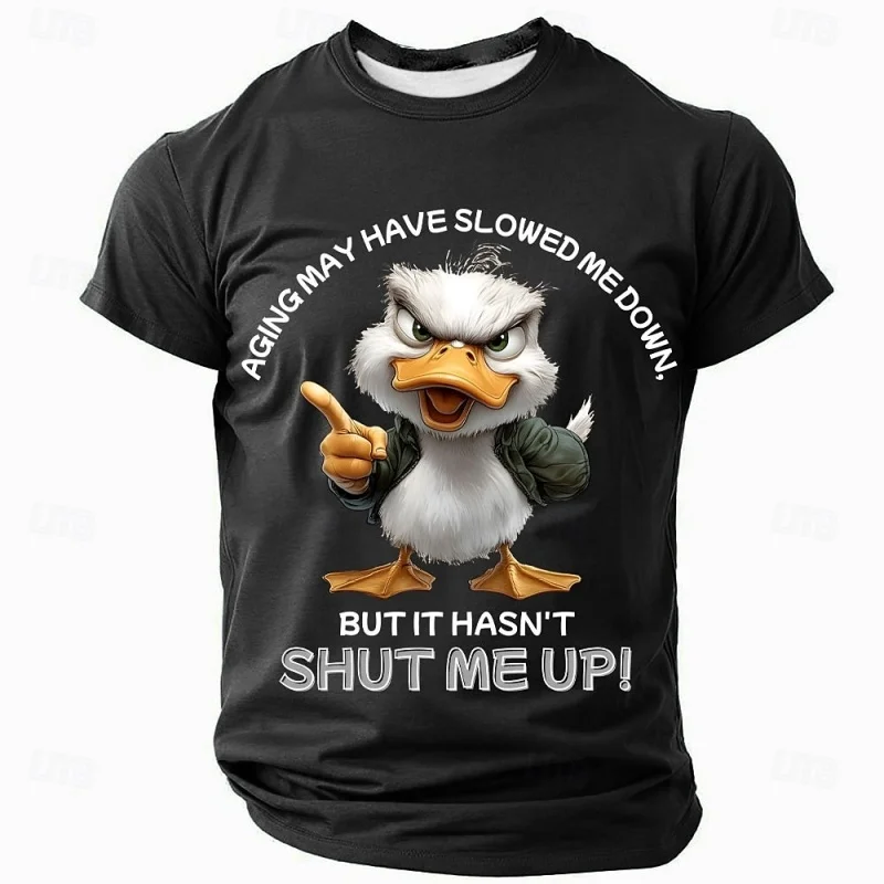3D Printed Funny Duck T-Shirt For Men Cute Animal Pattern Tees Summer Street Short Sleeve Round Neck Tops Oversized T Shirts