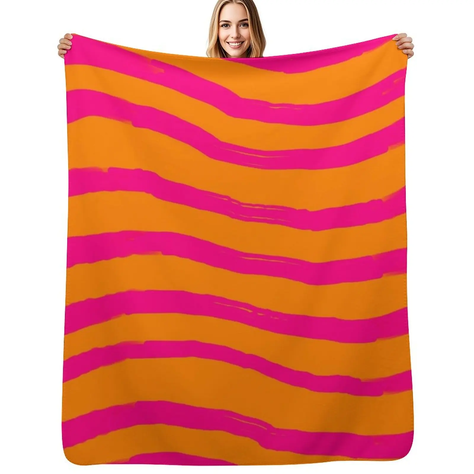 

Trendy Hot Pink and Orange Wavy Pattern #1 Throw Blanket Thermal for winter Thins for babies Blankets