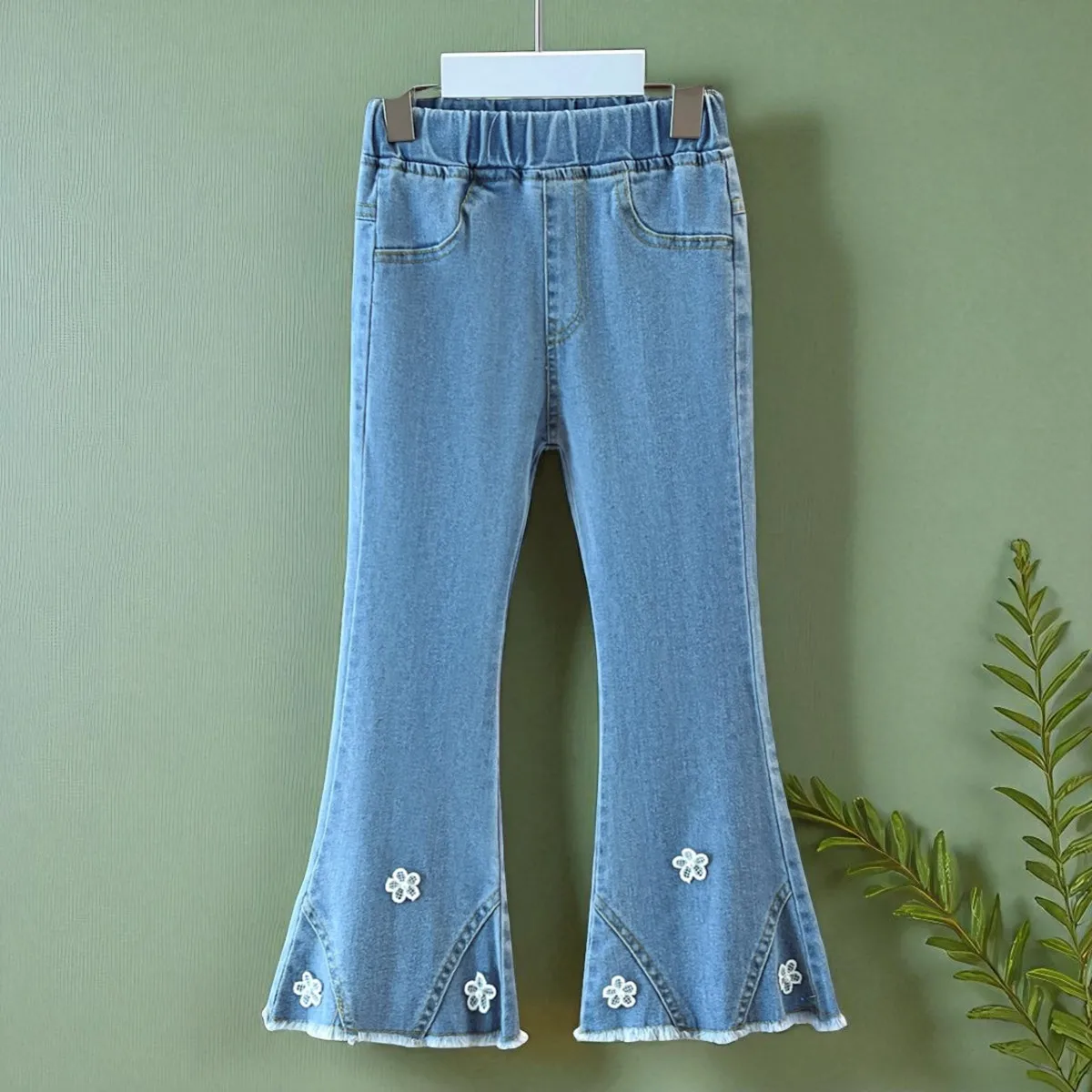 

Back to School Girls Jeans Flower Denim Girls Flare Pants Children’s Denim Clothing Outfits Toddler Trousers 4 5 7 8 9 12 Years