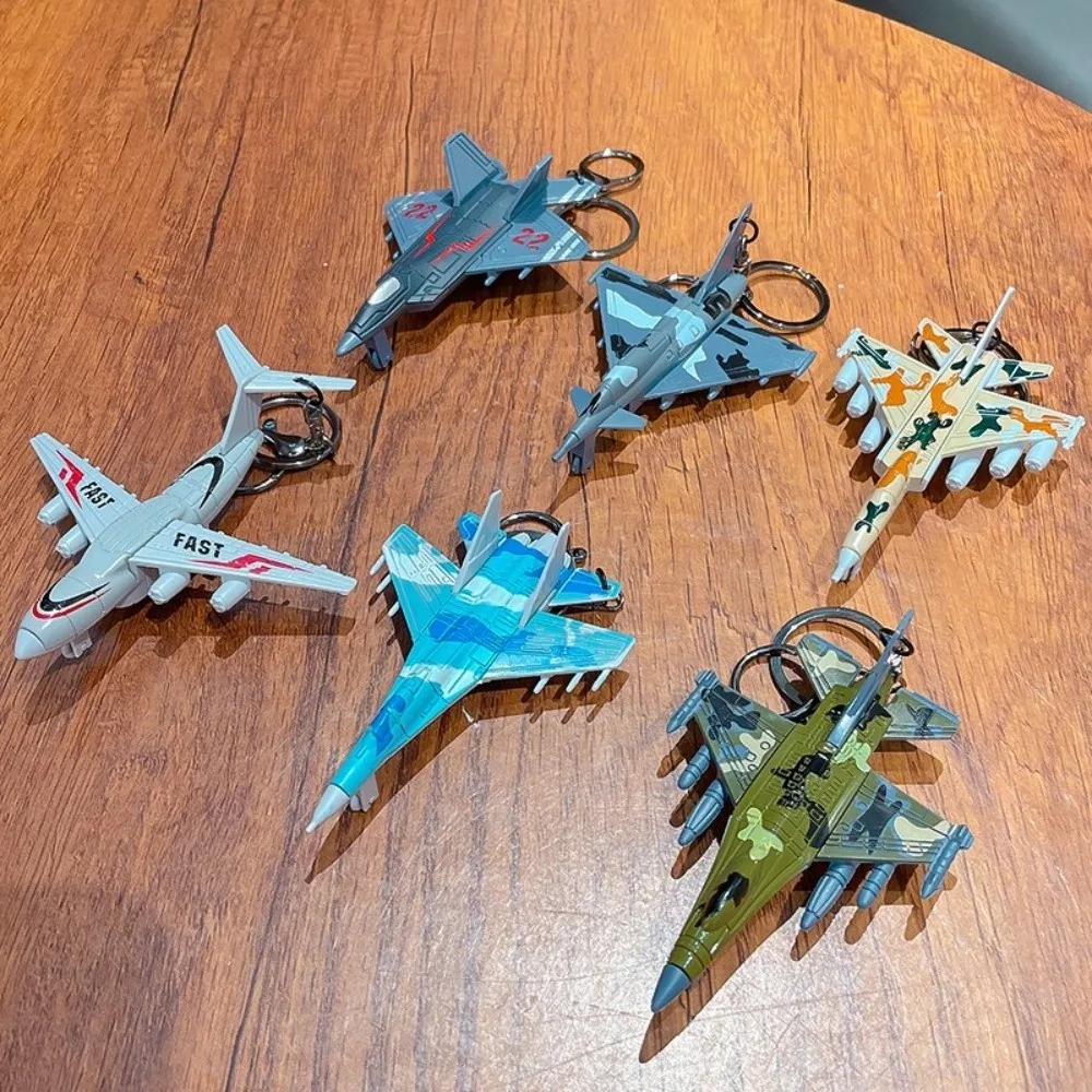New Fighter Aircraft Key Chain Hanging Alloy Material Bag Pendant Cartoon Fighter Airplane Keychain Children Gifts