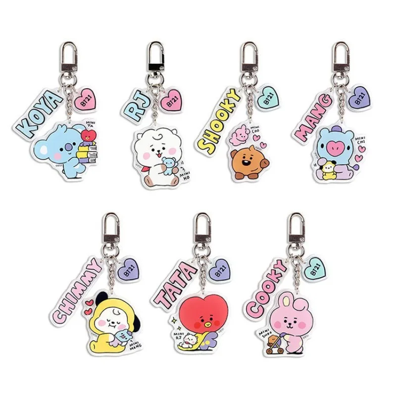 Llavero Acrílico Kawaii BT21, Colgante 2D para Mochila con Patrón de Doble Cara, CHIMMY COOKY KOYA TATA, Regalos de Anime