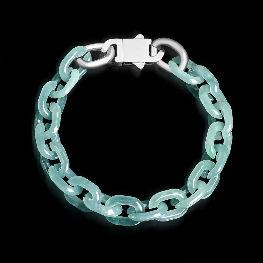 Myanmar Jadeite Chain Bracelet Necklace Natural Jade Fashion Accessories Real Jewelry Carved Gemstone Designer Gifts for Women