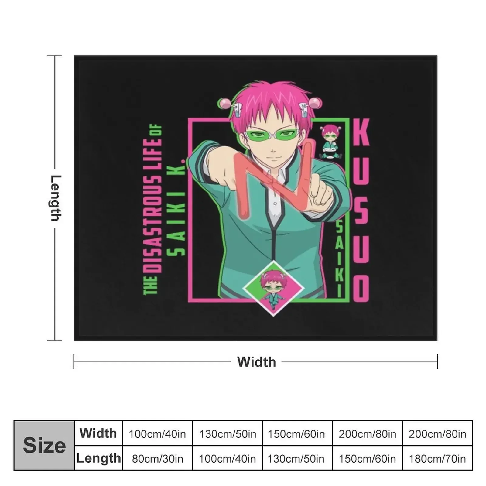 Saiki K T-ShirtThe Disastrous Life of Saiki K. - Saiki Kusuo Throw Blanket Decorative Sofas Decorative Beds Blankets