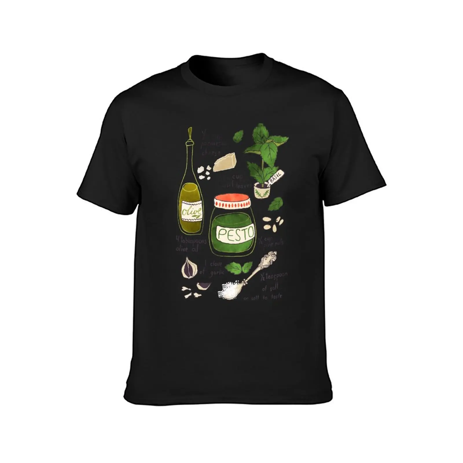 Pesto illustrated recipe. T-Shirt boys whites hippie clothes customs design your own t shirts men