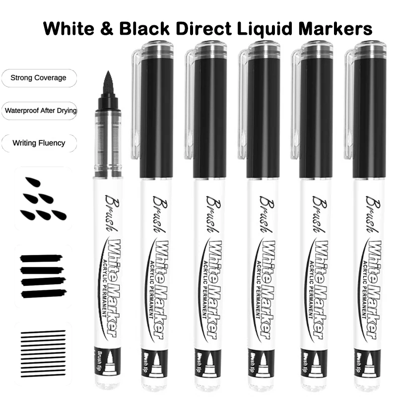 

5/1 PCS 16 Colors Direct-liquid Acrylic Marker Pen Waterproof Pen Soft Brush Nib for Glass Stone School Art Supplies Stationery