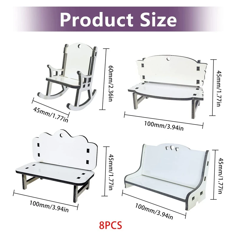 8 Pcs Sublimation Blank Beach Chair Decor Double-Sided Sublimation Beach Blanks Chair Ornament