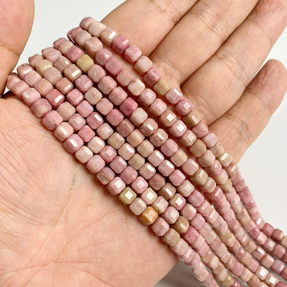 Natural Rhodochrosite Square Stone Beads 5mm Cube Stone Gems Beads For Making Jewelry Bracelet DIY Necklace Accessories Charm